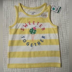 “Sweeter Together” Yellow and White Kids Tank Top with Ice Cream Design